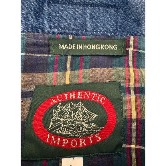 Vintage Tan Canvas Utility Jacket Denim Collar Utility Pockets Tool Straps Large - Picture 3 of 14